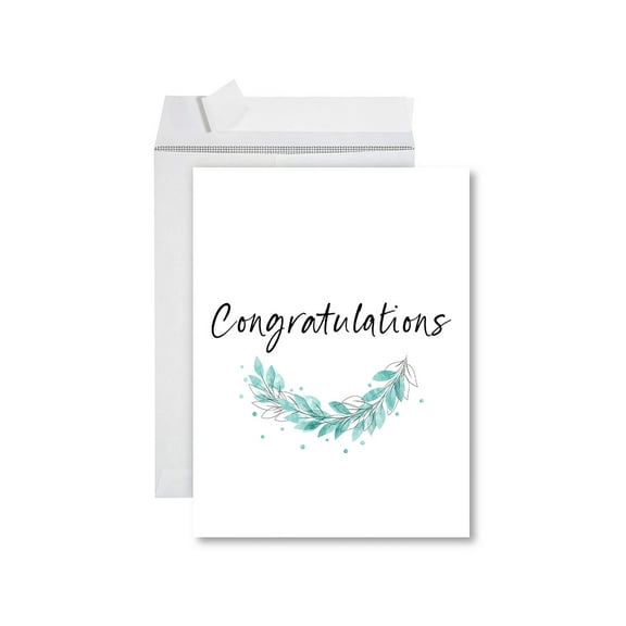 Koyal Wholesale Funny Congratulations Jumbo Card With Envelope, Foliage Design, Engagement, Pregnancy, Graduation, 1-Pk