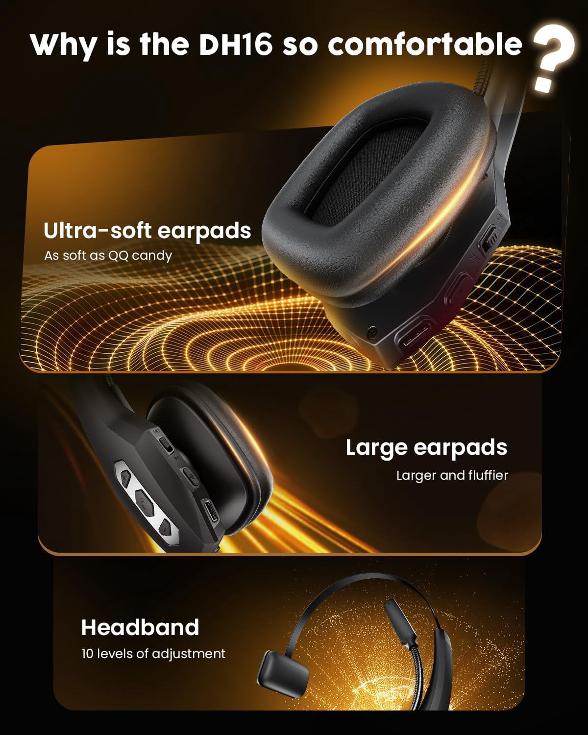 Bluetooth Headset with Charging Base Wireless Hands-Free Noise Canceling Microphone Mute Button 56-Hour Battery PC Computer Mobile Device Headset