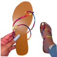 thumbnail image 2 of VerPetridure Women's Sandals Summer Casual Pinch Open Toe Platforms Flat Thong String Sandals Beach Shoes, 2 of 3