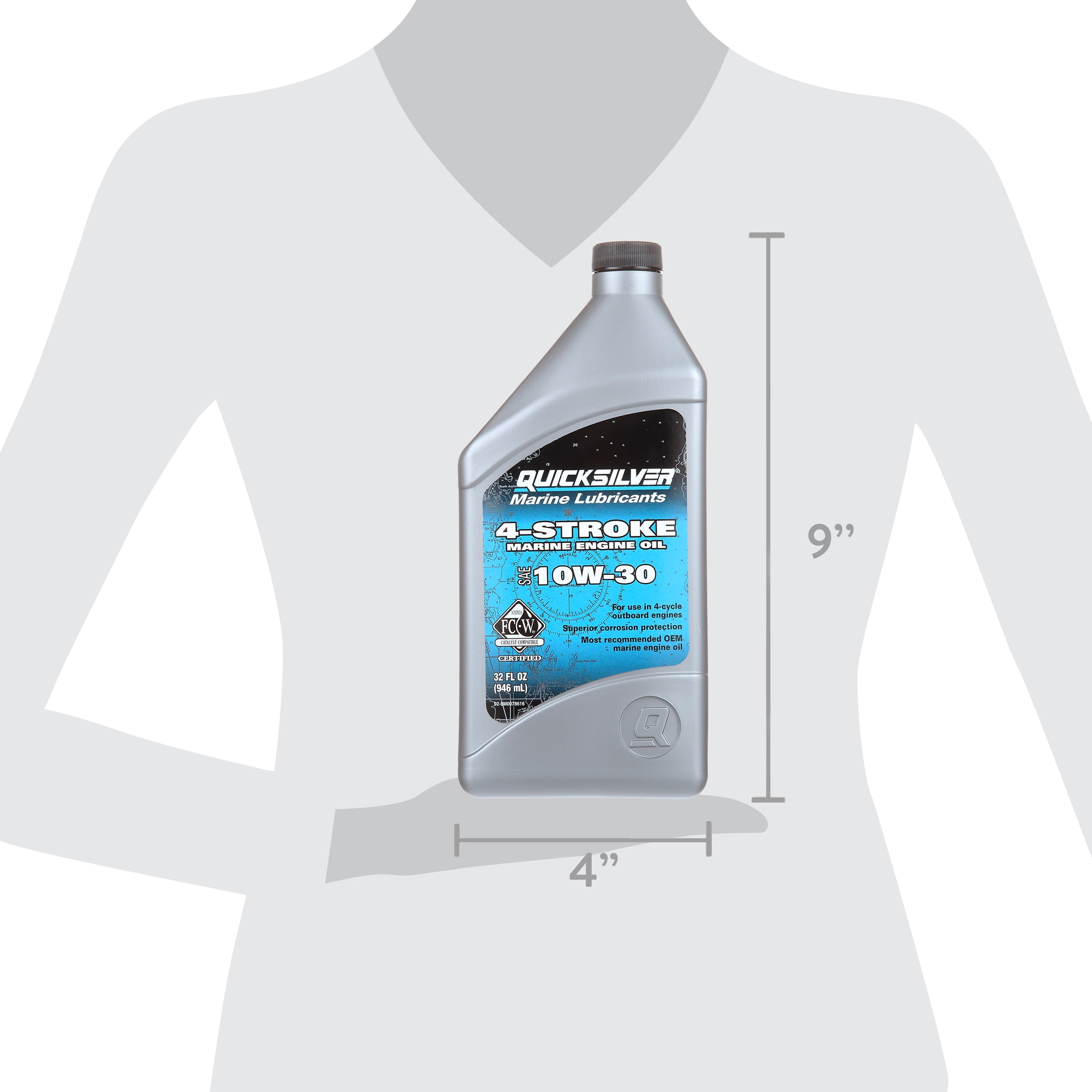 Quicksilver 10W-30 4-Stroke Marine Engine Oil, 1 Quart