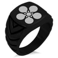 thumbnail image 1 of Stainless Steel Maeda Samurai Crest Chevron Pattern Biker Style Polished Ring, 1 of 1
