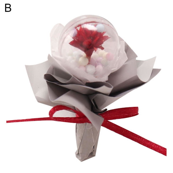 Torkade blommor simulerade portabla plast mini torkade blommor bukett bollar DIY leksaker Red
