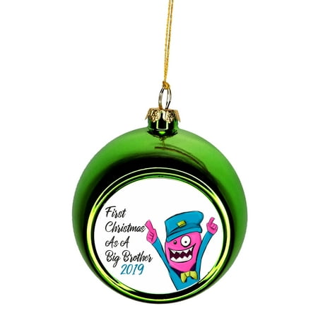 Light O Rama Christmas 2019 First Christmas as a Big Brother 2019 Ornaments Green Bauble Christmas Ornament Balls ()