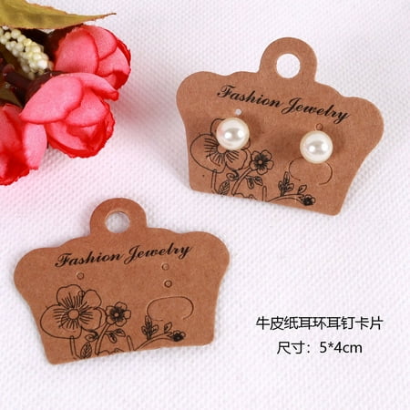 

100pcs Sturdy Jewelry Earring Display Cards Paper Made Ear Stud Showcase Cards Necklace Cards