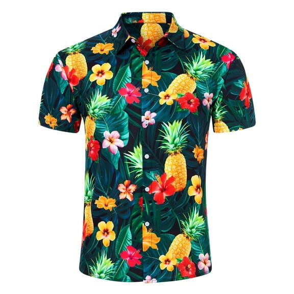 Lollipie Hawaiian Shirt for Men Summer Beach Casual Short Sleeve Button Down Shirts