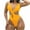 Yellow, variant on Alkepwun Sexy One Piece Swimsuit Women Cutout Criss-cross Bathing Suit Monokini Cheeky V Neck O-ring High Cut Swimsuits for Women