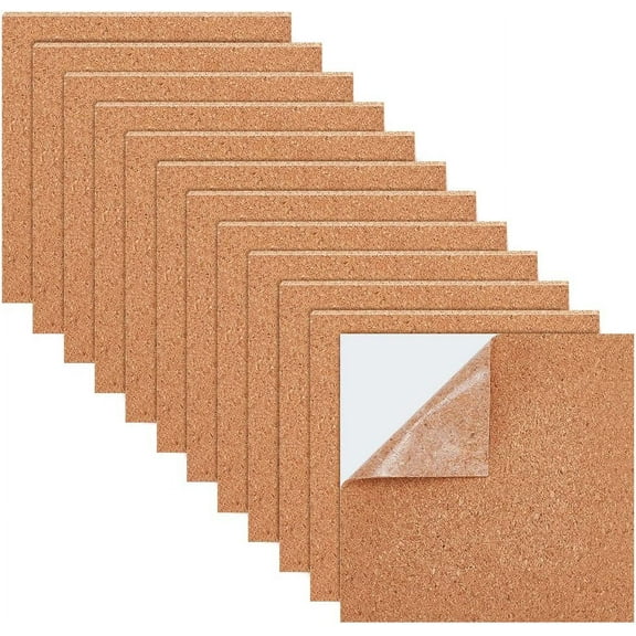 30pcs 4 x 4 Inch Square Self-Adhesive Cork Sheets Reusable Cork Backing Sheets for Wall Decoration Party and DIY Crafts Supplies 1mm Thick