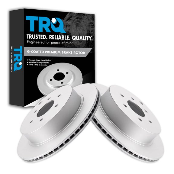 TRQ Rear Brake Rotors Set Vented Premium G-Coated Fits Select 2005-2012 Nissan Pathfinder