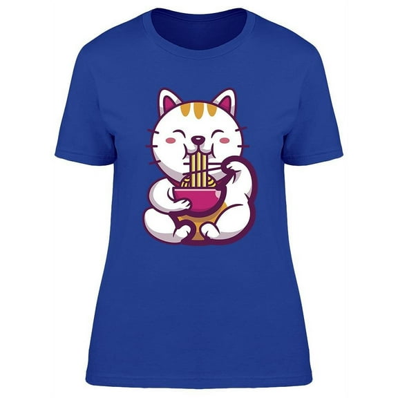 Cute Cat With Ramen T-Shirt Women -Image by Shutterstock, Female Large