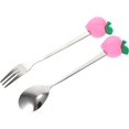thumbnail image 1 of 4 PCS Stainless Steel Forks Spoons, Cute Fruit Shape Flatware for Ice Cream, Dessert, Tea (Peach), 1 of 5