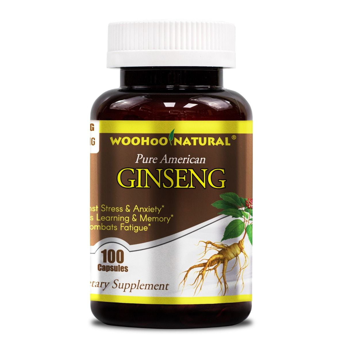 Woohoo Natural Pure American Ginseng Capsules, 500mg 100 Capsules