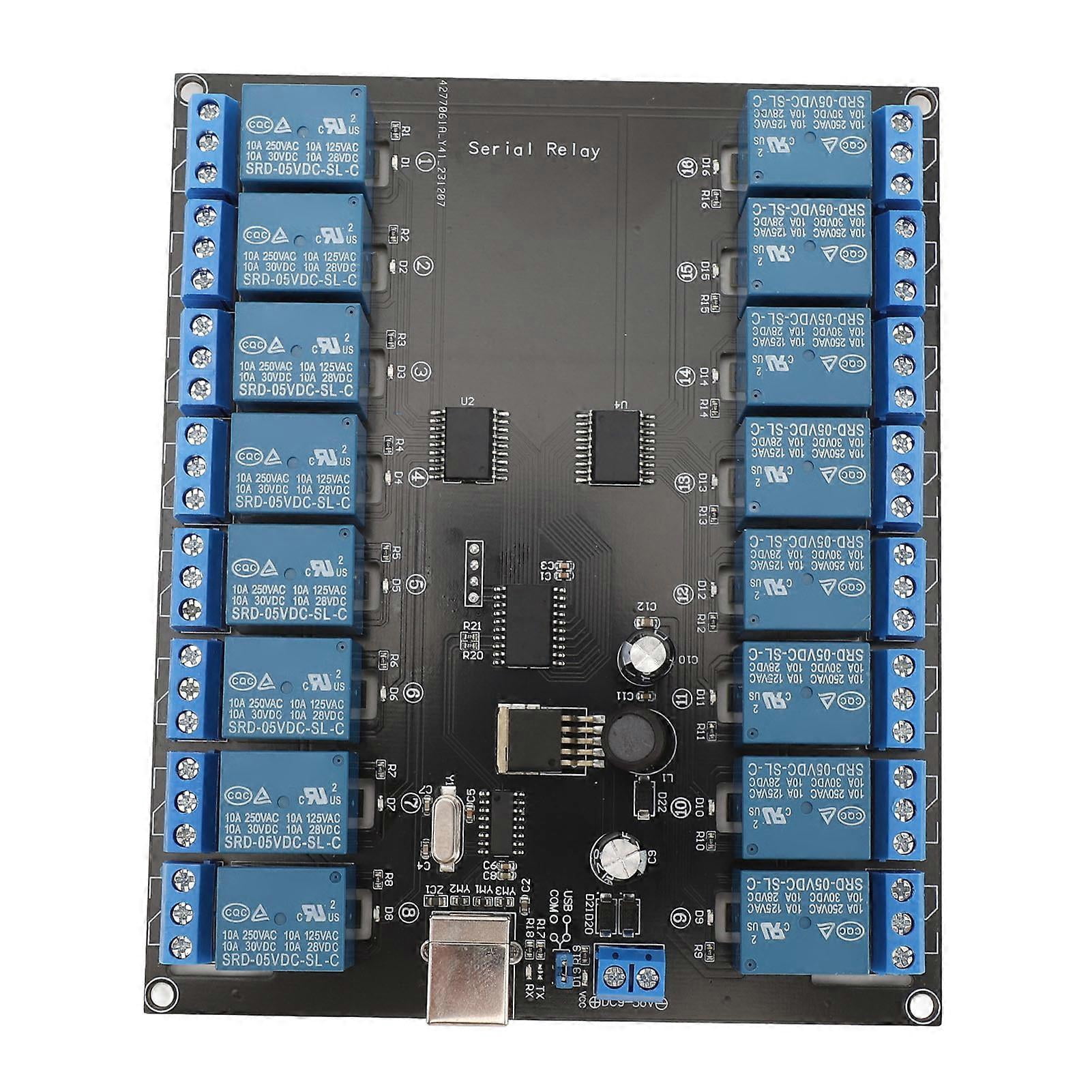 Module Relais 16 Canaux USB Opto-isolé 9-36V - Carte Contrôle ON/OFF Équipement Électrique