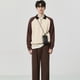 thumbnail image 5 of Suéter de cuello polo con media cremallera y contraste de color de otoño e invierno, suéter cálido de manga larga, suéter de estilo coreano para hombre, abrigo para hombre, 5 of 5