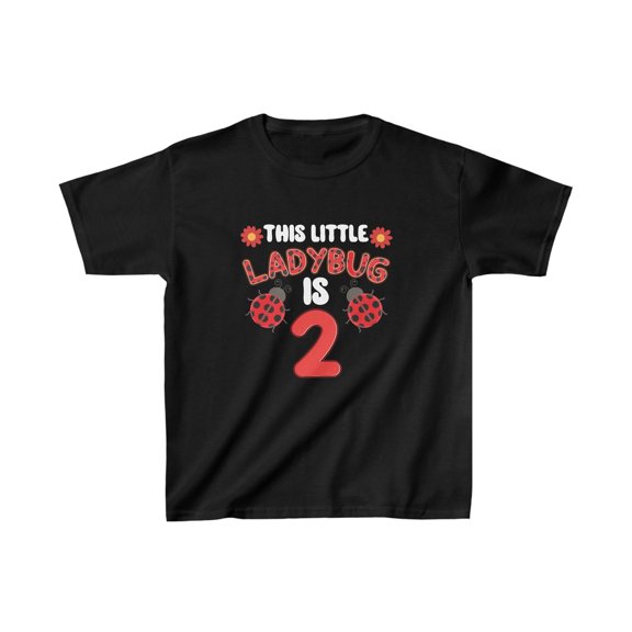 Little Lady Is 2 Ladybug Birthday Ladybeetle Party Kids Heavy Cotton™ Tee