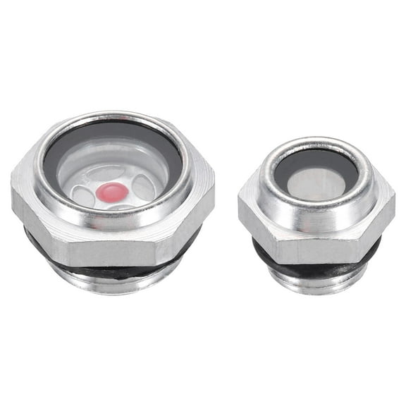 Uxcell Oil Sight Glass Threaded Alloy Oil Liquid Level Gauge Oil Indicator Tank Sighting Glass Silver 1/4", 1/2"