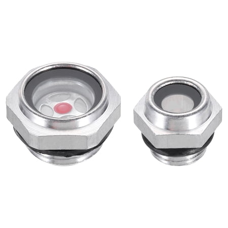 Uxcell Oil Sight Glass Threaded Alloy Oil Liquid Level Gauge Oil Indicator Tank Sighting Glass Silver 1/4 1/2
