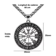 thumbnail image 3 of Set de Pulsera de cuero Vikinga y Collar para Hombre estilo Vikingo Brujula Vegvisir. estilo clásico de runas nórdicas - Plateado MADIOLA Moda Hombre, 3 of 8
