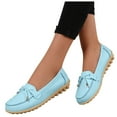 thumbnail image 3 of Caqnni Women's Classic Leather Penny Loafers Driving Casual Slip On Boat Shoes Fashion Comfort Flats (6,Z01-Sky Blue), 3 of 7