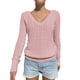thumbnail image 3 of Suéter de Punto de Larga para Mujer, Moda de Otoño, Cuello en V, Jersey Ajustado, Ropa Informal de Trabajo para Otoño. Rosa S, 3 of 7