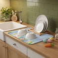 thumbnail image 4 of Dish Drying Mat for Kitchen Countertop, Bunny Butt Absorbent Microfiber Dish Mat Quick Dry Non Slip Draining Mat Kitchen Drying Pad for Dishes, Utensils 16x18 Inch Easter Egg Floral Wood Grain Blue, 4 of 9
