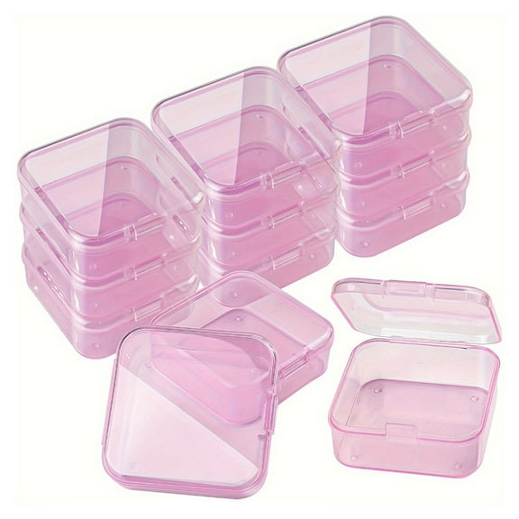 Pack Of 12 Storage Boxes for Home Organization Plastic Stackable Small Square Box with Lid Transparent Pills Case