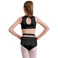 thumbnail image 2 of Haitryli Girls Gymnastics Dance Leotard Shiny Metallic Bodysuit Crisscross Waist Unitard Ballet Dancewear Black 14, 2 of 7