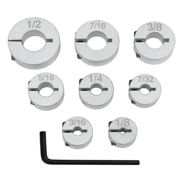 Ensemble de 8 Anneaux d'Arrêt de Profondeur de Perceuse, Anneaux de Limite de Perçage, Support de Perceuse, Anneaux d'Arrêt de Profondeur de Perceuse, Clé Hexagonale pour Menuiserie, Perforation DIY