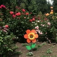 thumbnail image 4 of In the Breeze 2704 - 12 Inch Orange Sunflower Wind Spinner with Leaves - Colorful Flower Spinner for your Yard and Garden, 4 of 6
