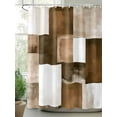 thumbnail image 2 of Shower Curtain Brown Plaid Bathroom Curtains with Hooks, Waterproof Fabric Abstract Art Color Block Bath Shower Curtains Set for Bathroom Bathtubs Decor 36x72 Inch, 2 of 8