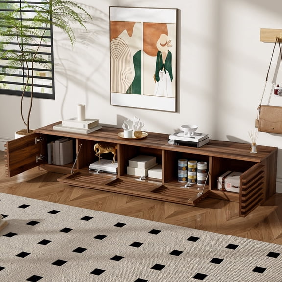 70 inch TV Stand, Modern Entertainment Center & Media Console for TVs up to 80", Walnut