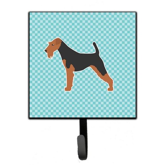 Carolines Treasures BB3757SH4 Airedale Terrier Checkerboard Blue Leash or Key Holder