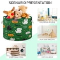 thumbnail image 4 of Collapsible 20" Round Storage Basket with Handles Laundry Hamper Open Storage Bins Green Background with Cats, 4 of 6