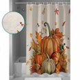 thumbnail image 4 of Fall Thanksgiving Shower Curtain, 72" x 72", Pumpkin Watercolor Botanical Maple Leaves Waterproof Bathroom Curtain Washable Shower Curtain Set with 12 Hooks, 4 of 6