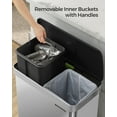 thumbnail image 3 of Kitchen Trash Can 60L Dual Compartment Stainless Steel Garbage Can with 15 Trash Bags Silver Count, 3 of 6