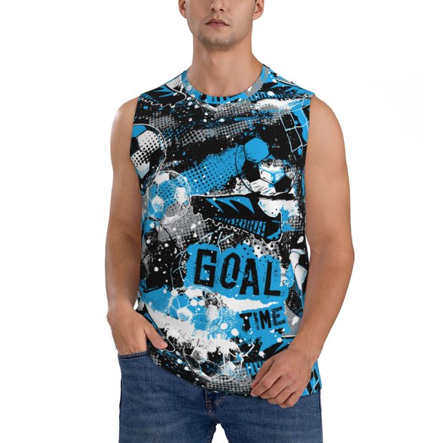 Balery Football Time Camisetas sin mangas para hombre, absorbe la humedad y protege contra el mal olor.-Small