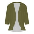 thumbnail image 6 of Htigea Women's Casual Cardigans 3/4 Sleeve Open Front Cardigan Lightweight Draped Ruffle Cardigan Army Green XL, 6 of 6