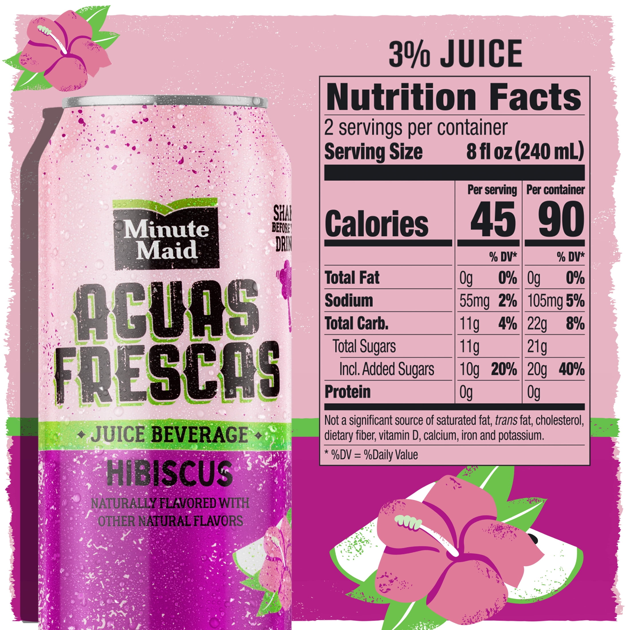 Minute Maid Aguas Frescas Hibiscus Fruit Juice, 16 fl oz Can