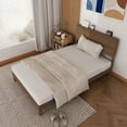 thumbnail image 3 of Zimtown Twin Bed Frame,Solid Pine Wood Platform Bed with Headboard, Rustic Walnut, 3 of 11