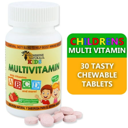 Sunshine Naturals, Childrens MultiVitamin, 30 Strawberry flavored chewable tablets