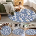 thumbnail image 5 of Round Rug 6Ft Washable Non-Slip, Watercolor Floral Circle Area Rugs for Living Room Bedroom, Spring Flower Leaves Botanical Blue Indoor Floor Mats Carpet Runner for Home Decor Aesthetic, 5 of 8