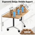thumbnail image 2 of 4 Pcs Folding Conference Table with Wheels,47.2in Flip-Top Conference Tables,Mobile Training Table for 2-12 Person,Trapezoid Design,for Classrooms & School Office Spaces(Oak), 2 of 8