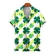 thumbnail image 3 of Camisas de playa de verano de Hawái 2024, camisa para hombre y mujer, camisa de pareja con solapa estampada de trébol de cuatro hojas, camisas florales verdes, 3 of 5