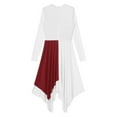thumbnail image 6 of Alvivi Womens Long Sleeve Metallic Liturgical Praise Dance Dress Church Worship Lyrical Costume Burgundy&White M, 6 of 7
