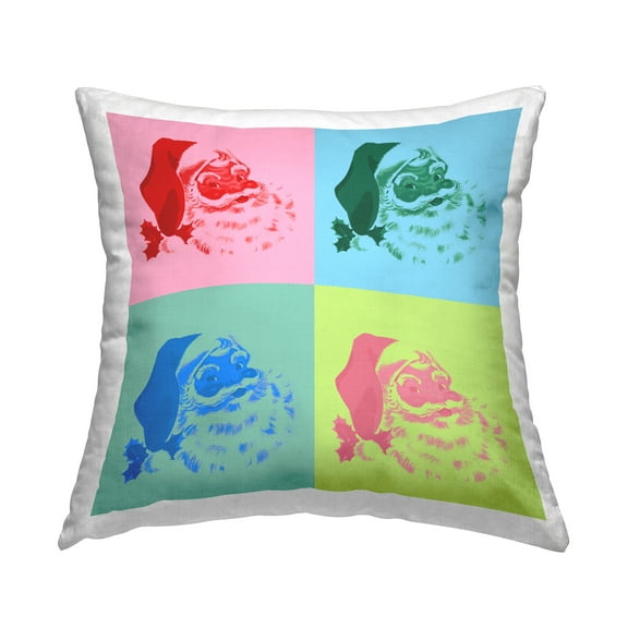 Stupell Industries Bold Pop Style Santa Faces Printed Throw Pillow Design by Lil' Rue