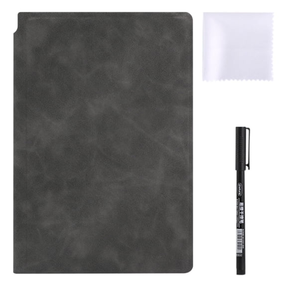 FXMLRLK Portable A5 Dry Erase Notebook with Wipeable Pen&Rag , 9.5x6.6 Inch Reusable Dry Erase Notebook Erasable Notebook Whiteboard Notebook for Business Home Office(Black)