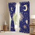 thumbnail image 3 of Feelyou Tribal Bohemian Sun Curtains Pack of 2 (42x84 Each) for Kids, Blue Gold Galaxy Sky Curtains Blackout, Mystic Stars Moon Bedroom Curtains, Blackout Curtains Bedroom Decor, 3 of 6