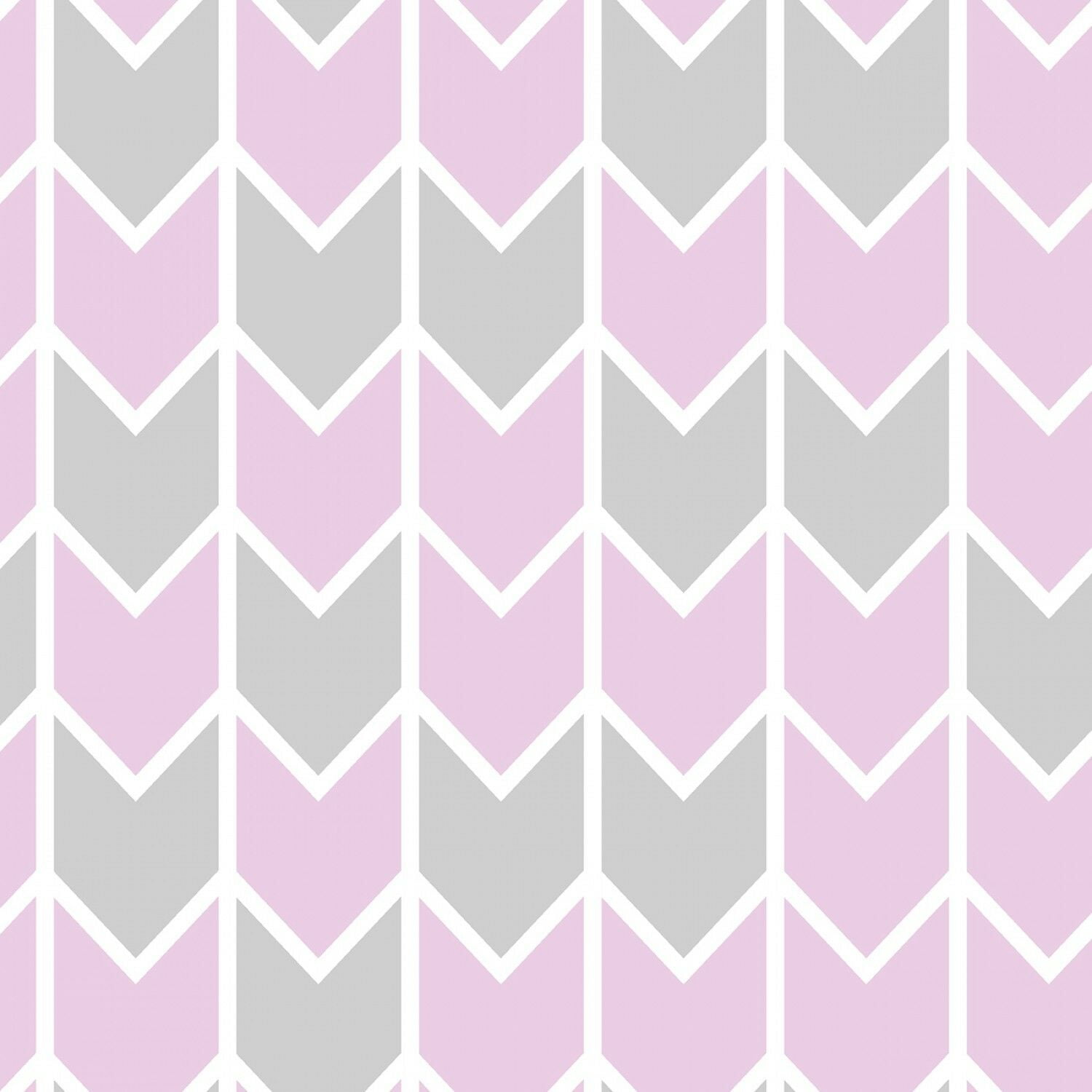 Grey/Pink Harper Down Arrow Pink 100 Cotton Fabric By The Yard