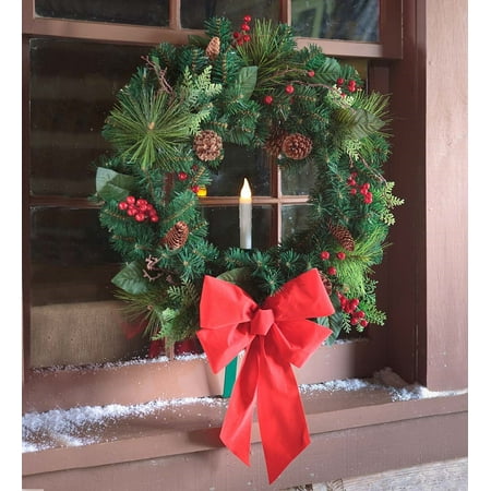 Holiday Window Wreath with Candle (Best Holiday Window Candles)