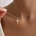 thumbnail image 2 of Women's Gifts Upgraded Crown Cross Necklace for Women 14K Gold Plated Crown Cross Pendant Necklace Simple Diamond Gold Necklaces Faith Cross Jewelry First Communion Necklace, 2 of 6
