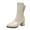 White, variant on Bmisegm Fashion Women Artificial Leather Solid Color Autumn Square Heels Zipper Mid Booties Round Toe Shoes Shoes Boots for Women White 6.5